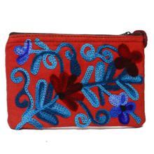 Blue/Red Floral Printed Embroidered Purse For Women