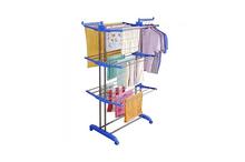 Clothes Hanger Rack, Cloth Drying Stand - 3 Layer (Blue)