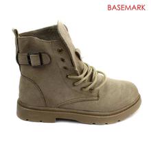 BASEMARK Beige Solid Laceup Boots For Women