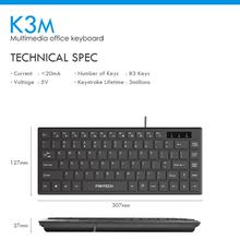 Fantech K3M Ultra Slim Wired Office Keyboard With 87 Keys For Notebook Laptop Pc Suitable for Office