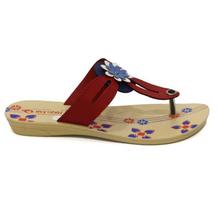 aeroblu Red/Blue Floral T-Strap Sandals For Women - 2404