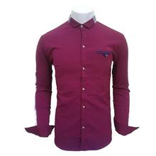 Maroon Stretchable Sleeve Lining Casual Shirt For Men