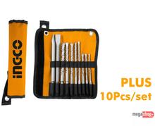 Ingco 10 Pcs Hammer Drill Bits and Chisels Set AKD2101