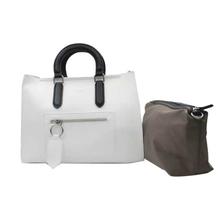 David Jones White Zippered Handbag With Pouch For Women