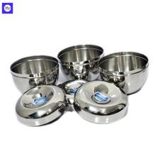 DeviDayal Stainless Steel Apple Ringer Bowl With Air Tight Lid 500ml- 3 Pcs