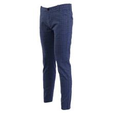 Slim Fit Check Chinos Pant For Men-Blue