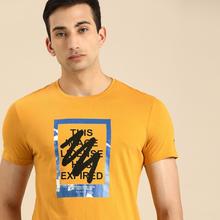 Being Human Men Mustard Yellow Printed Round Neck T-shirt (BHTS21106)