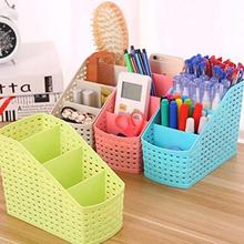 Dewberries® Pack of 3 Multi-Purpose Desk Organizer PP Plastic Desktop Storage Box Case Pen Pencil Holder Plastic Cosmetics Make Up Organizer Container