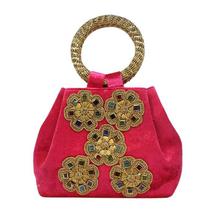 Stone Embellished Floral Potli Clutch Bag For Women