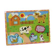 Multicolored Raised Farm Animal Puzzle Tray For Kids