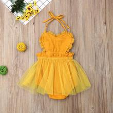 2019 Baby Summer Clothing Newborn Infant Kid Baby Girl Backless Bodysuit Party Lace Tutu Dress 3D Flower Chiffon Clothes Outfits