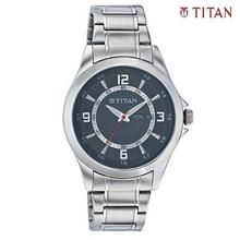 Titan 9323SM04 Blue Dial Analog Watch For Men- Silver