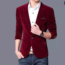 Men's Velvet Wine Red Fashion Suit Blazer