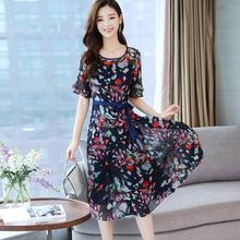 Summer Dress Women Floral Print O-Neck Bohemian Sundress