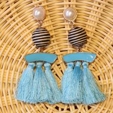 Light Blue Tassel Drop Earrings