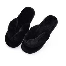 Autumn Winter Short Plush Flip Flops Flat Faux Fur Indoor Couples Warm Shoes