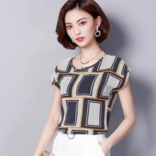 2018 new spring short sleeved Tops print o-neck casual style