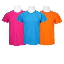 Pack Of 3 Plain 100% Cotton T-Shirt For Men-Pink/Sky Blue/Orange