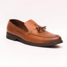 Caliber Shoes Tan Brown Tassel Slip On Formal Shoes For Men - ( 544 C )