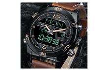 NaviForce NF9128 Double Time Digital/Analog Quartz Watch - Black/Brown