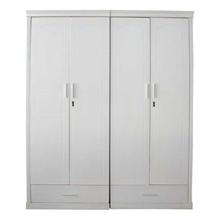 Seesau Wood 4 Door Wardrobe With Line Carving - Off-White