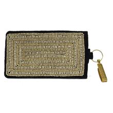 Black/Golden Stones Embellished Mobile Pouch For Women