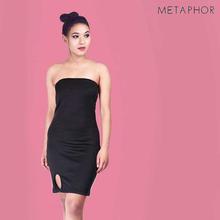 METAPHOR Black Off Shoulder Bodycon Dress For Women(Plus Size) - XM20B