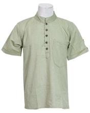 Lime Green Cotton Half Sleeve Kurta Shirt For Men