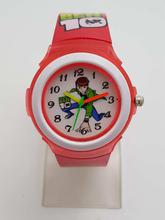 Ben10 Soft Strap Analog Watch with Sticker Book For Kids - Red