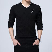 2020 men's clothing new men's long-sleeved v-neck t-shirt