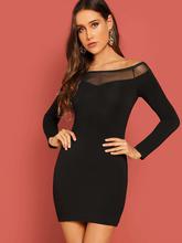 Mesh Bardot Bodycon Dress