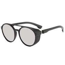 Windproof Vintage Retro Round Metal Sun Glasses UV400 Steam Punk Sunglass- Black