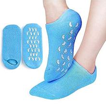 Moisturizing Silicone  Spa Gel Socks  for Dry Cracked Feet 1 pair Light Blue