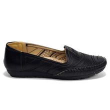 Black Stitched Closed Shoes For Women