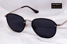 GREY JACK  Shaded Black Lens & Gold Brown Metal Frame 400 Uv Protection Rect. Sunglasses