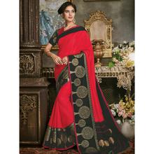 Stylee Lifestyle Red Art Silk Jacquard Saree (1905)