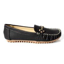 Black Solid Loafers For Women