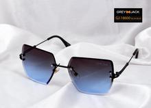GREY JACK 400 Uv Dark Shaded Black Lens With Gold Metal Sq.Rimless Frame .Sunglasses For Women & Men