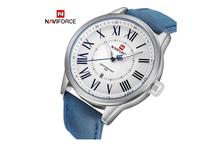 NaviForce NF9126 Date Function Analog Watch–Silver/Blue