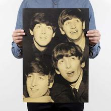 The Music Rock Band Beatles Design Vintage Kraft Paper Wall Decal