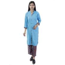 Blue Alpine Rayon Middle Cut Kurti & Palazzo Set - BC 1015