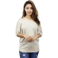 Cream Boat Neck Top For Women