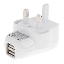 2-Ports 5V 2.1A High Compatibility USB Charger Adapter with Light, For iPhone, Galaxy, Huawei, Xiaomi, LG, HTC and other smart phones, rechargeable devices, UK Plug(White)