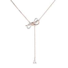 Bow necklace _ Wanying jewelry bow women s925 sterling