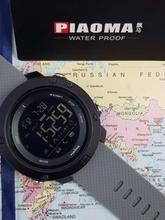 PIAOMA Big Display Digital Black Rubber Strap Sports Watch For Men