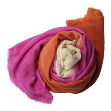 Pink/Orange/White Tie-Dye Pashmina Shawl For Women