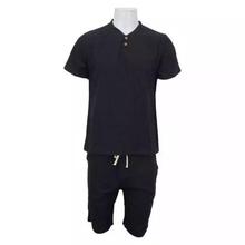 Black Linen T-shirt With Shorts Set For Men