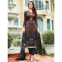 Stylee Lifestyle Brown Satin Printed Dress Material - 1864