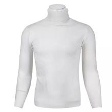 White Solid Turtle Neck Sweater For Men