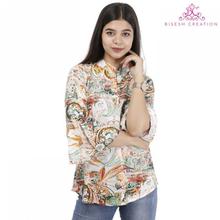 Multicolor Floral Printed Flare Sleeve Tunic